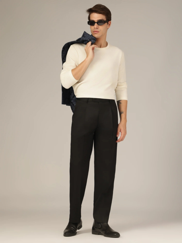 Men's Regular Fit Pleated Trousers