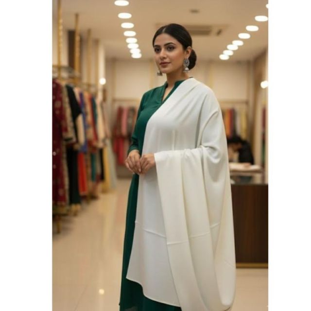 Pure White Soft Pashmina-Style Shawl.