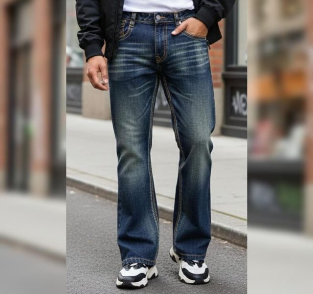 Nomad Indigo: Vintage-Wash Bootcut Jeans