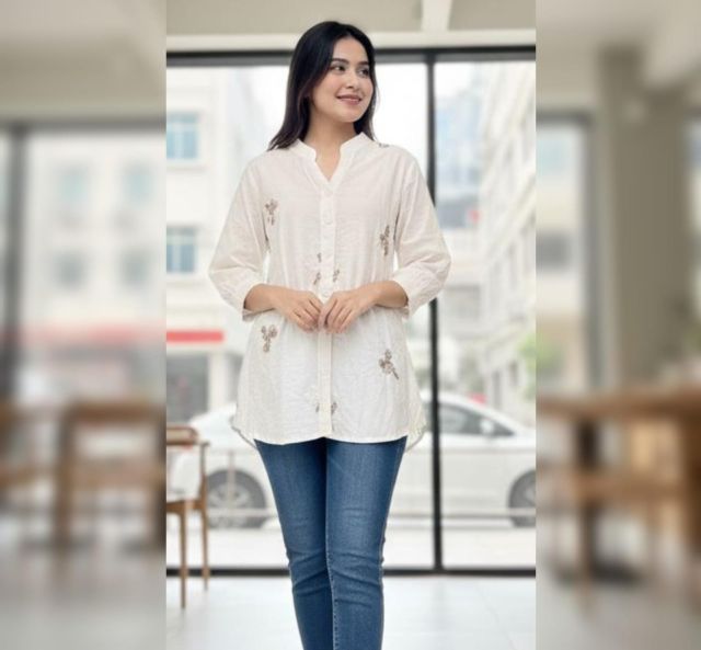 Elegant Chikankari Fusion Short Kurti