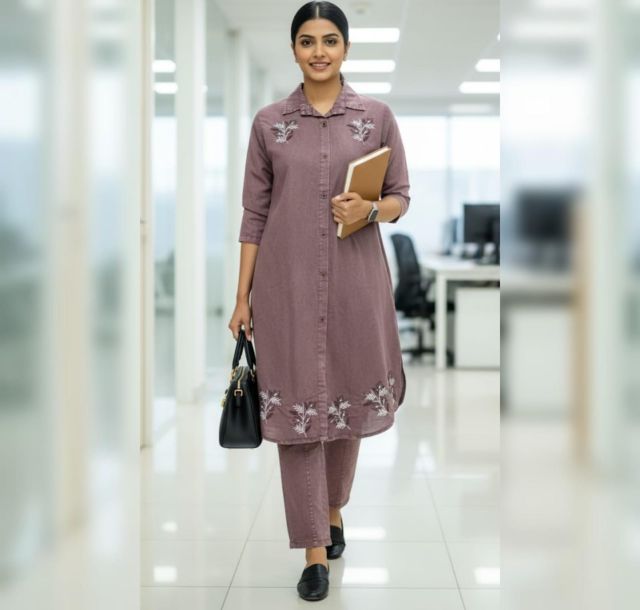 Denim Embroidered Co-ord Set