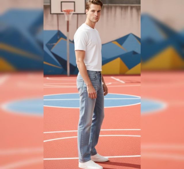 wide-leg denim jeans