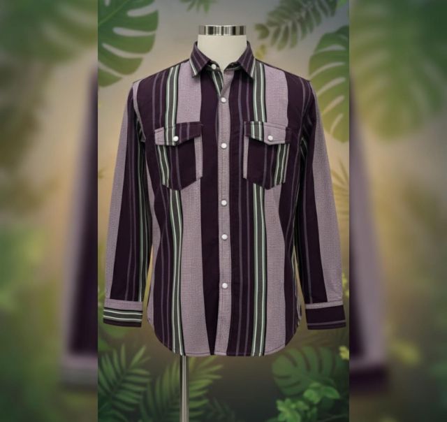 Plum  Geo-Stripe Shirt