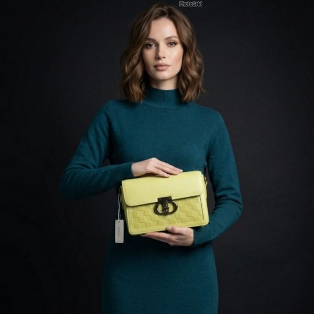 Light Green Checkerboard Crossbody Bag